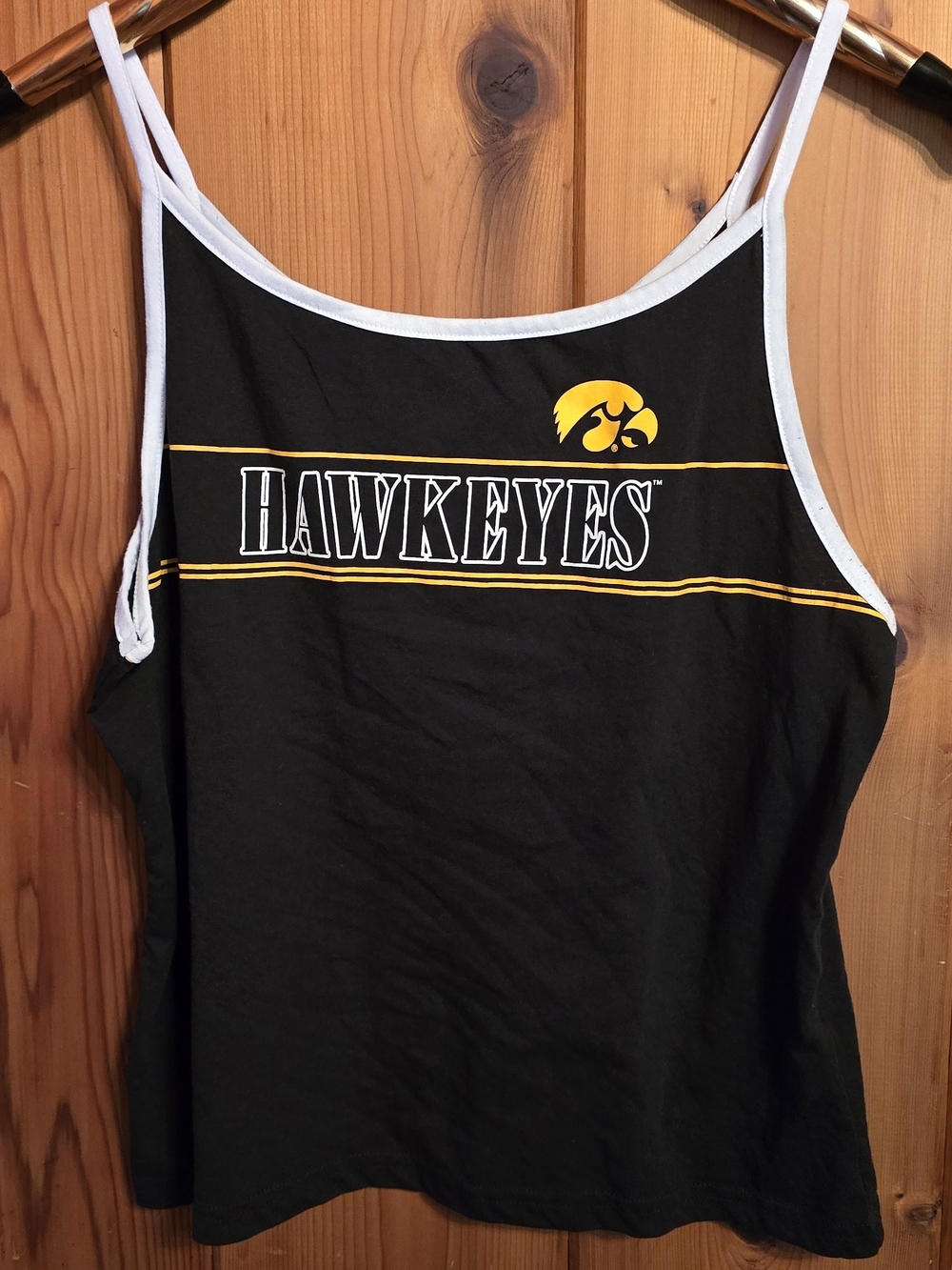 Rivalry Threads Black Tank with Yellow Hawkeyes Logo and White Trim